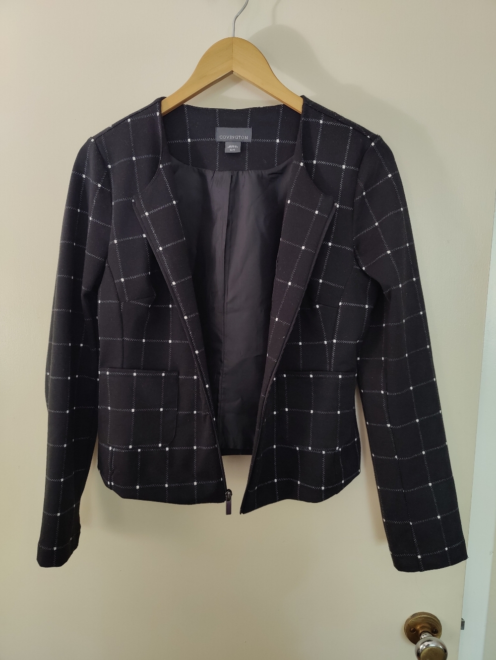 Covington Black Windowpane Zip Blazer